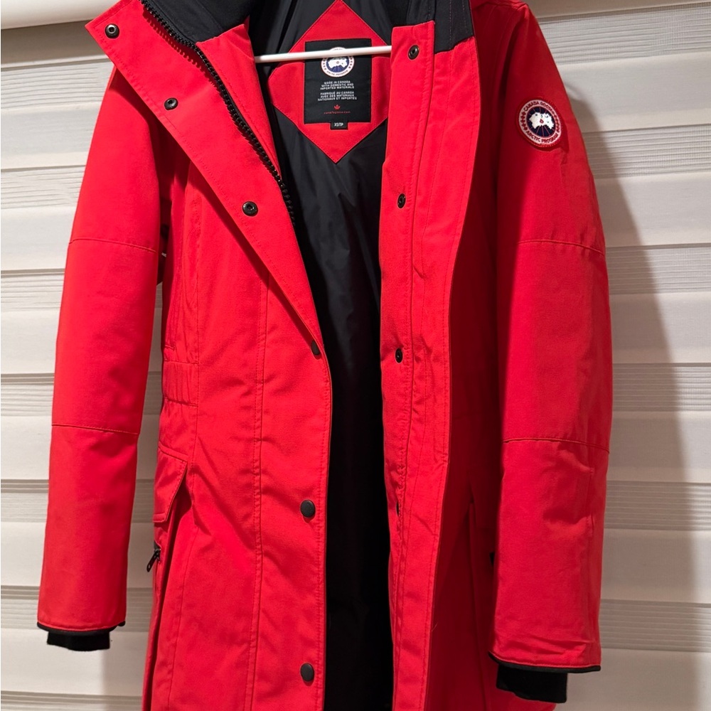 Canada Goose Kinley Red Long Hooded Parka Coat Women's XS